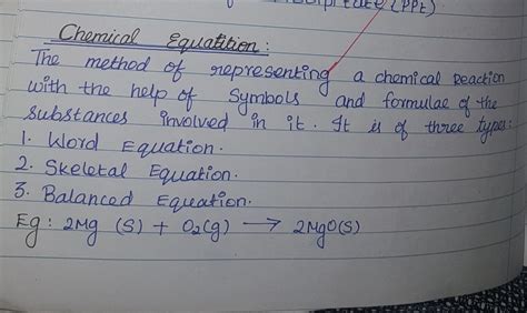 Difference between chemical reaction and chemical equation. Give ...