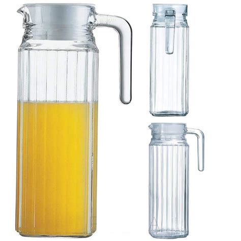 Buy TREANDCARD Glass jug with lid 1100 ML | Set of 2 | Glass Water jug ...
