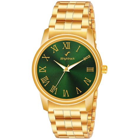 WRIGHTRACK Astrological Gold Full Roman Green Dial Golden Stainless ...