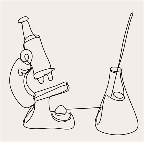 Minimalist Chemistry Equipment Line Art, Science Outline Drawing ...