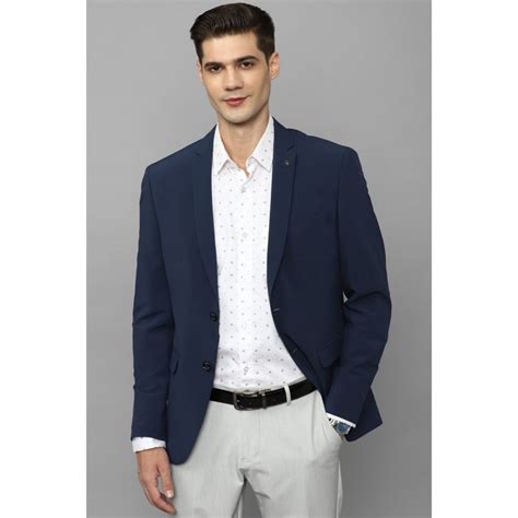 Buy Allen Solly Men Navy Blue Slim Fit Solid Formal Blazer Online
