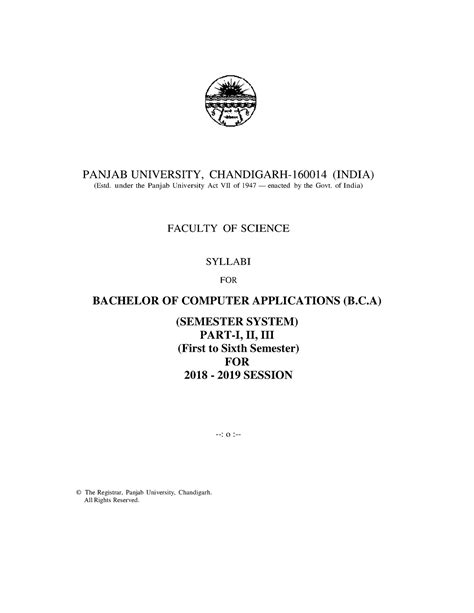 BCA Panjab University - PANJAB UNIVERSIT (Estd. under the Panjab Univ ...