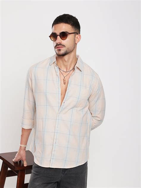 Peach Mist Skyline Checks Shirt – Vastrado