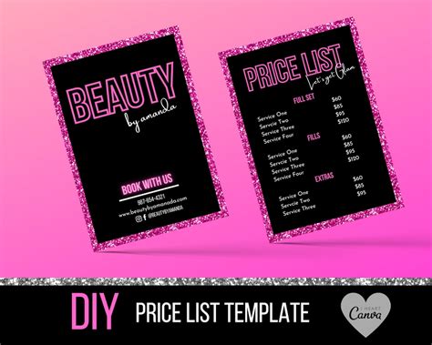 Buy Price List Template - Hair Price List Menu - Lash Price List ...