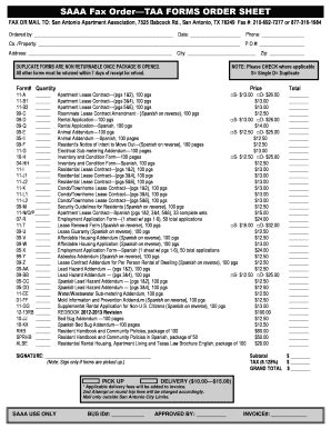 SAAA Fax Order Form - Blank Fillable Template | Fill Out, Print ...