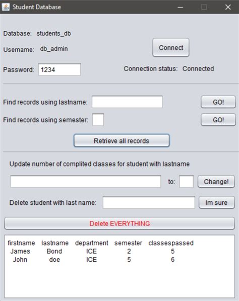 Image result for JDBC GUI