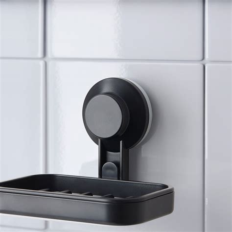 TISKEN soap dish with suction cup, black - IKEA