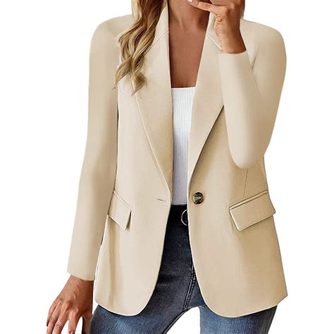 Gubotare Womens Casual Long Sleeve Blazers Solid Color Knit Blazer Work ...