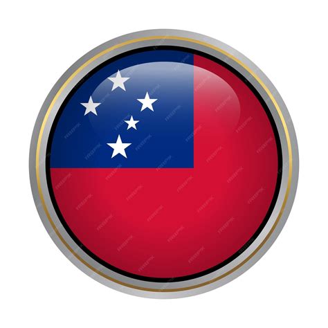 Western samoa flag circle shape button glass texture on white | Premium ...
