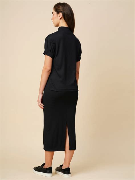 Buy Now Chemistry Ribbed Knit High Neck Tee And Fitted Skirt "Airport ...