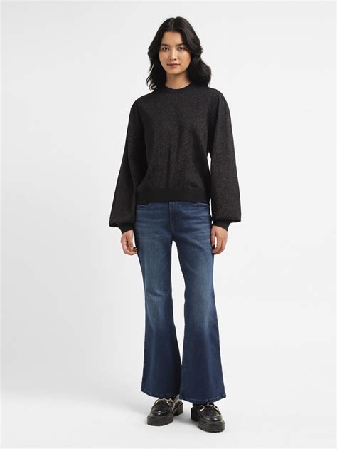 Women's Solid Black Crew Neck Sweater – Levis India Store