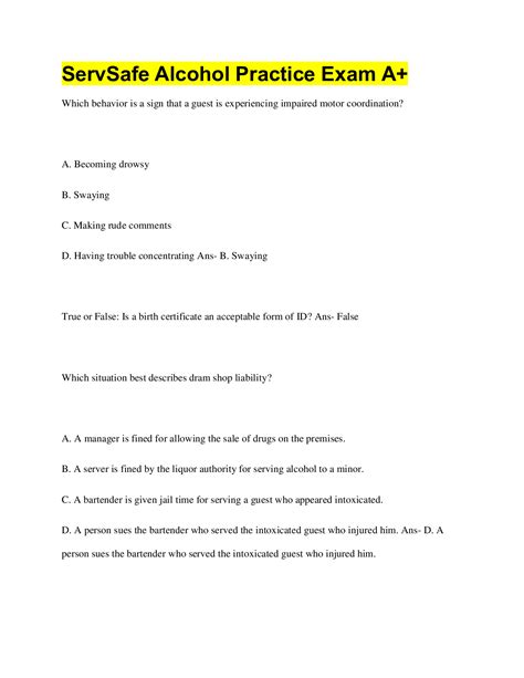ServSafe Alcohol Practice Exam/2022_2023 - Scholarfriends