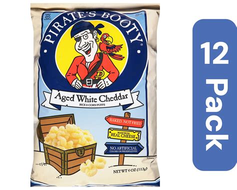 Pirate Brands Puff Snacks Pirate Booty White Cheddar 4 oz (Pack of 12 ...