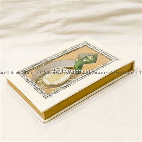 Silver Radha Krishna Coin For Gift - 10 grams - GangaJamna - with velv ...