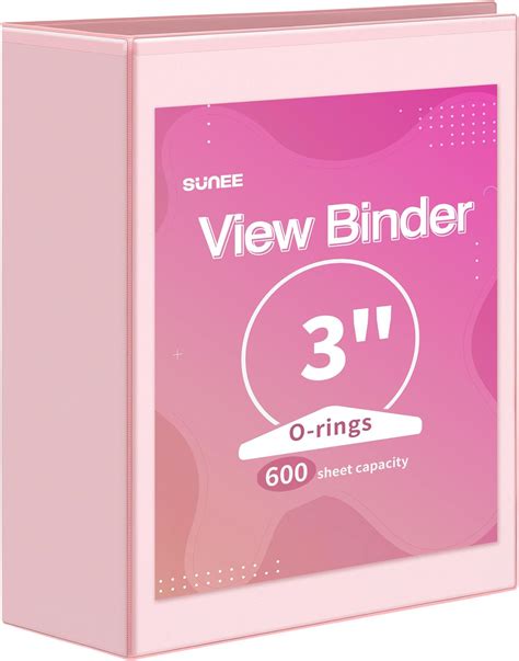 Amazon.com : 3 Inch Binder (2 Pack) Pink 3 Ring Binder 3 inch, Clear ...
