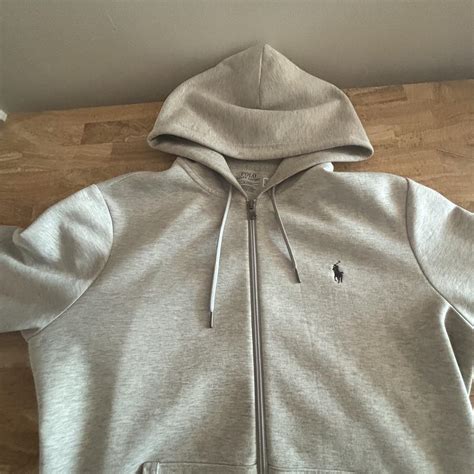 Grey polo hoodie - Depop