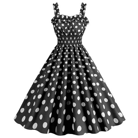 Cosfo Black Sun Dress Polka Dot Off The Shoulder Frocks Casual Round ...