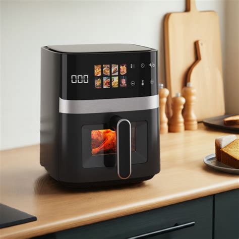 Black 5L Air Fryer High Efficiency with automatic functions for home ...