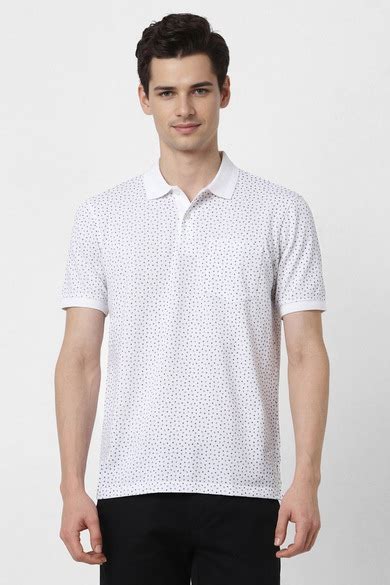 Buy Men White Print Polo Neck T-shirt Online - 39837647 | Peter England