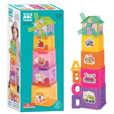 Windmill ABC Tower - Stacking & Nesting Cube for Age 12 Months & Above ...