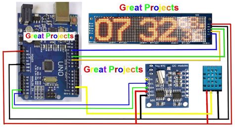 Image result for MAX7219 RTC DS1307 DHT11 LED Matrix Clock Arduino