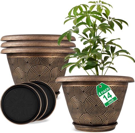 Amazon.com : Fodetyff 14 Inch Large Planter Pot for Plants Indoor ...