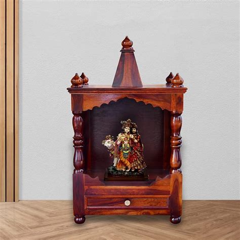 Sheesham Wood Pooja Mandir In Natural, – Demiwall