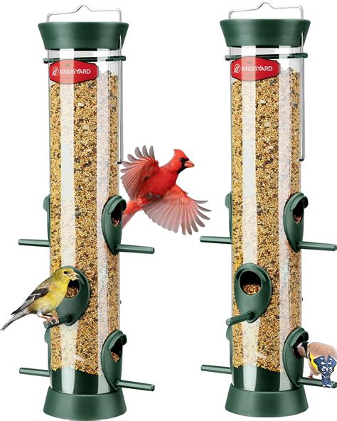 Amazon.com : Kingsyard 2 Pack Tube Bird Feeders for Outdoors Hanging ...