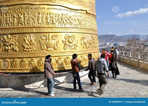 Giant Tibetan Prayer Wheel editorial photo. Image of tibet - 32085991