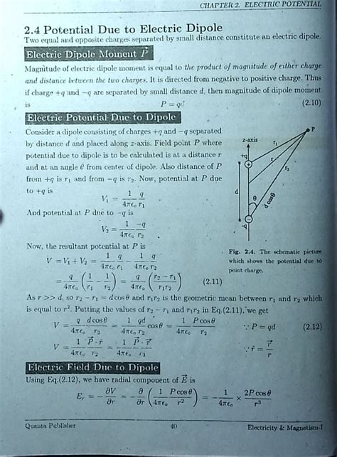 2.4 Potential Due to Electric Dipole Two equal and opposite charges separ..