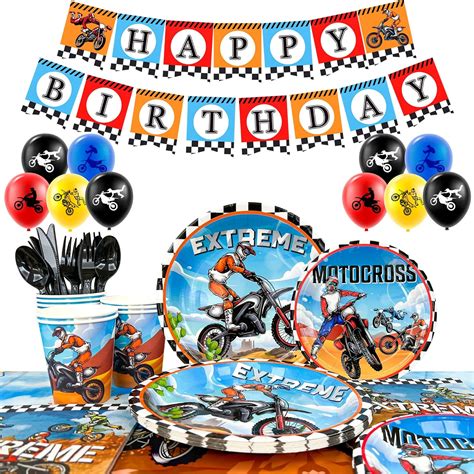 Amazon.com: Motorcycle Birthday Supplies,98pcs Motorcycle Birthday Decorations&Motorcycle Theme ...