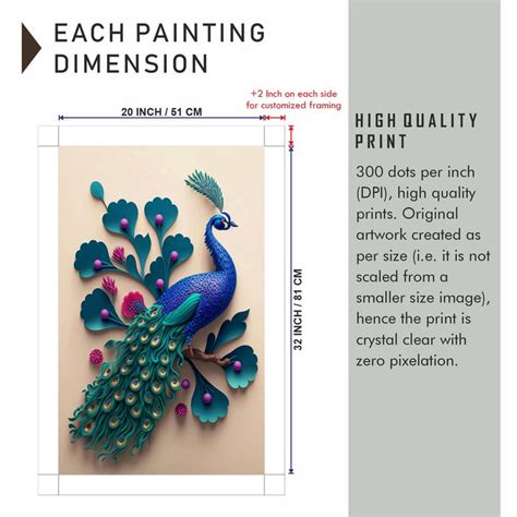 Canvas Painting - Blue Green 3D Peacock – SkinsLegend