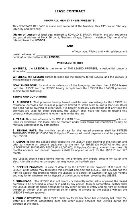 Apartment For Rent Contract Philippines at Luca Schonell blog