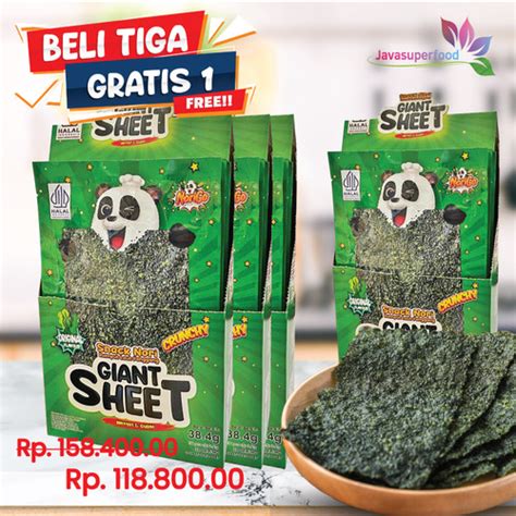 Jual [BUY 3BOX FREE 1BOX] Norigo/Snack Nori Giant Sheet /Snack Rumput ...