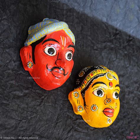 Handmade Red & Yellow Cheriyal Mask – EthniiChic