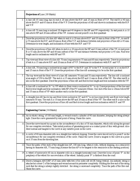 Projections of Lines and Engineering Curves - Tentative EG Question ...