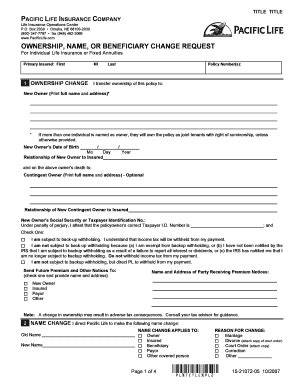 Pacific Life Change Of Beneficiary Form - Fill and Sign Printable ...