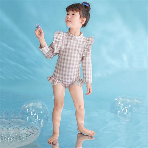Xdegoge Toddler Girl Swimsuit Long Sleeve Bathing Suit Print Girls ...