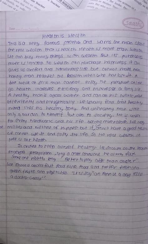 Q.6. (B) Expand the theme.Expand the proverb ‘Health is WealthORRead ...