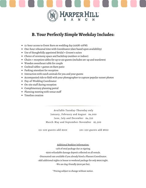 2025 Wedding Packages — Harper Hill Ranch