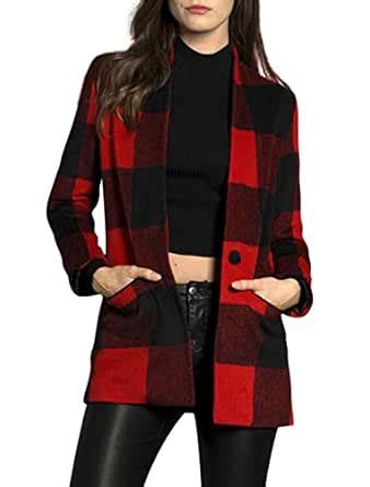 Buy Small (6), Red Black : Allegra K Women's Classic Plaid Button ...