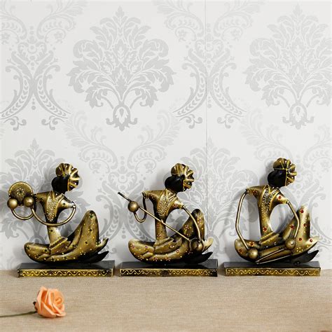 Set of 3 Tribal Man Playing Different Musical Instruments Decorative ...