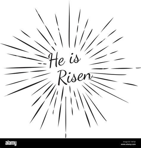 Vector illustration of He is Risen. Easter Background. Sun Rays Stock ...