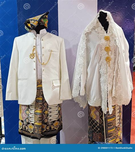 Pair of White Traditional Indonesian Clothes with a Combination of ...