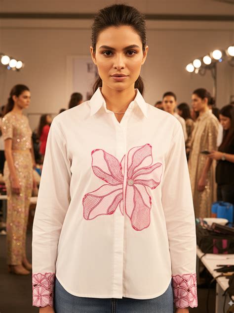 Floral Embroidered Full Sleeve Cotton Shirt