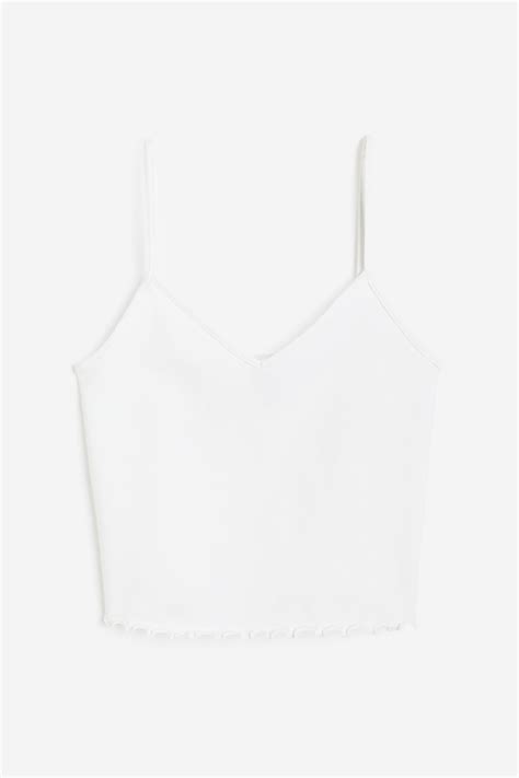 Women's White Cropped strappy top | H&M IN