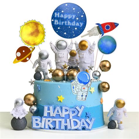Buy 51Pcs Astronaut Cake Topper Set, Outer Space Cake Toppers with ...