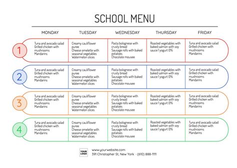 Free School Lunch Menu Templates - Ablebionics