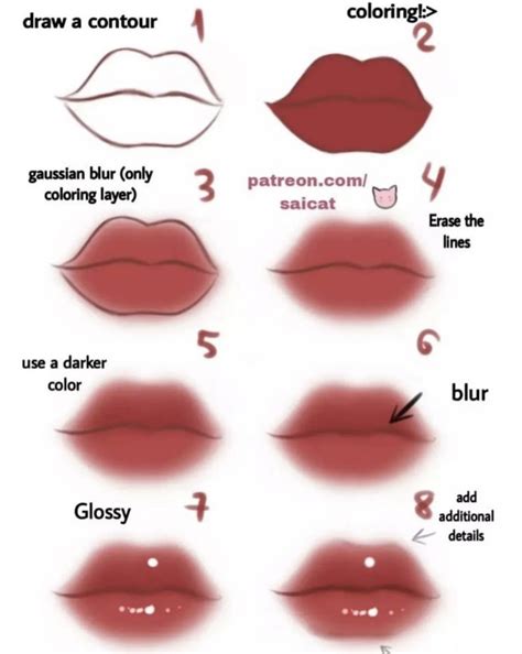 How To Draw Kissy Lips Step By Step