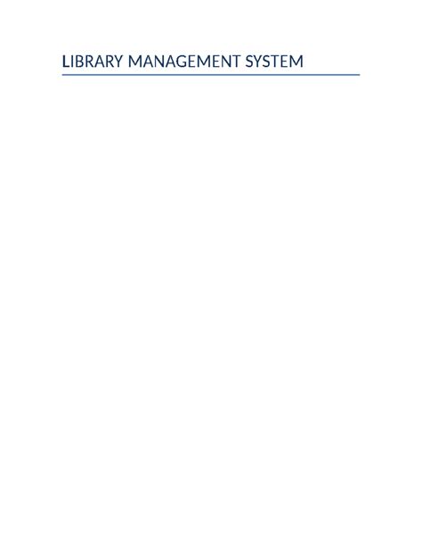 LIBRARY MANAGEMENT SYSTEM Full Project Overview and Features - Studocu
